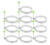 Gatuida Lot de 10 Anneaux à Œufs en Acier Inoxydable Ronds avec Pince Intégrée, Moules à Œufs pour Cuisson, Poêles et Omelettes, Accessoires la Cuisine Pratiques et Colorés, Petit