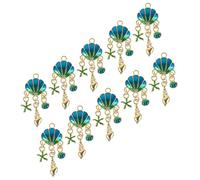 Gatuida Lot de 10 Breloques Coquillages Bleus en Alliage, Pendentifs Vintage pour Fabrication de Bijoux, Charms pour Colliers et Boucles D'oreilles Diy, Accessoires Artisanaux