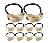 Gatuida Lot de 10 Élastiques pour Queue de Cheval en Métal Doré, Forme Feuille Incurvée, Accessoires Cheveux Femme, Maintien Sûr pour Coiffures Élégantes et Usage Quotidien