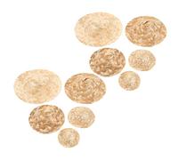 Gatuida Lot de 10 Mini Chapeaux en Paille Naturelle pour Maison de Poupée Accessoires Miniatures DIY Tailles Variées 45Cm à 125Cm Décoration pour Loisirs Créatifs et Figurines