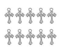 Gatuida Lot de 10 pendentifs croix chrétienne - Crucifix miniature pour la prière - Bijou religieux, breloque de foi pour collier, bracelet, porte-clés, sac (1,27 x 0,76 cm)
