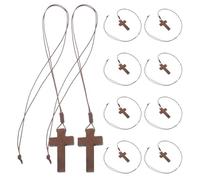Gatuida Lot de 10 pendentifs croix en bois - Décorations de baptême chrétiennes en bois à suspendre au rétroviseur de voiture pour Noël