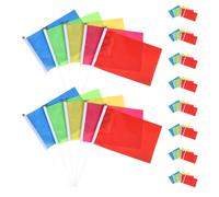 Gatuida Lot de 100 Drapeaux à Main sur Hampe 20X28 CM Couleurs Rouge Jaune Bleu Vert Rose Mini Drapeaux à Agiter pour Événements Sportifs Cérémonies et Fêtes Colorés