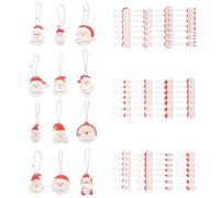 Gatuida Lot de 100 Étiquettes de Présent de Noël en Papier Blanc Imprimé Tête de Père Noël Perforées Décoration Festive pour Emballage Présents Bricolage Fête et Emballage Gourmand
