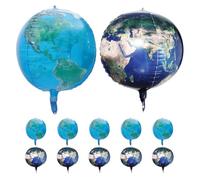 Gatuida Lot de 12 ballons globe en aluminium de 55 cm, motif carte du monde et planètes - Décorations pour le Jour de la Terre - Fournitures pour fêtes d'anniversaire et de voyage