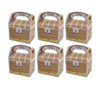 Gatuida Lot de 12 Coffrets à Trésors Pirates en Papier Motif Bois Vintage Format 7X11X7 CM Boîte à Friandises de Fête Légère et Portable pour Bonbons Présents et Décorations de Fête