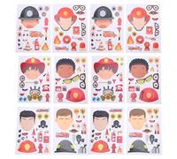 Gatuida Lot de 12 Feuilles d'autocollants pour Faire Un Visage de Pompier, Autocollants de Jeux de fête de Pompier de Dessin animé, Autocollants de récompense pour Les activités