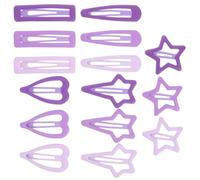 Gatuida Lot de 15 Pinces à Cheveux Étoiles et Cœurs Métalliques Petite Taille Accessoires pour Filles Usage Quotidien Fête Mariage Clips Coloris Violet