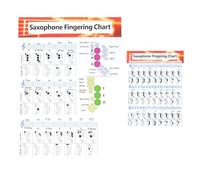 Gatuida Lot de 2 Affiches D'accords de Saxophone sur Papier Couché Grand et Petit Format Diagramme Doigtés Tableau pour Débutants et Musiciens Guide D'entraînement Pratique pour Saxophone
