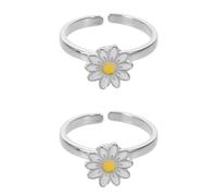 Gatuida Lot de 2 anneaux anti-stress - Bagues marguerite ajustables tendance en cuivre, motif floral, à faire tourner, accessoires de bureau printemps-été pour femmes