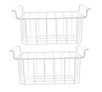Gatuida Lot de 2 bacs de congélation profonds : panier de rangement suspendu en maille de fer, bacs de rangement en fil métallique pour cuisine, supermarché, réfrigérateur, congélateur coffre