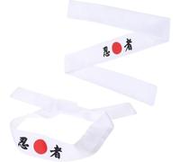 Gatuida Lot de 2 Bandeaux Ninja en Coton Blanc, Bandeaux Larges Réutilisables pour Karaté Cuisine, Taille Unique, Confort Respirant pour Sport, Yoga et Usage Quotidien