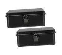 Gatuida Lot de 2 Boîtes à Outils Métalliques Noires Épaisses Portables et Robustes Mallettes de Rangement en Fer 190 pour Atelier Garage Voiture et Bricolage à Domicile