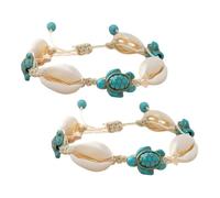 Gatuida Lot De 2 Bracelets Tortue Et Coquillages Bohèmes En Corde Ajustables, Bijoux D'été Femme Polyvalents Pour Plage Et Vacances, Style Hawaïen Breloques Marines