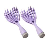 Gatuida Lot de 2 Brosses à Cheveux Bouclés Portables Violet, Peignes de Massage Creux Miroir Intégré, pour Cheveux Mouillés et Secs, Démêlage Facile, Coiffage à Domicile Voyage