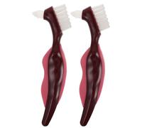 Gatuida Lot de 2 brosses de nettoyage pour prothèses dentaires : double tête et poils multicouches - Éliminateur de plaque ultra-résistant - Indispensable pour l’hygiène bucco- des seniors
