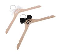 Gatuida Lot de 2 Cintres en Bois Naturel pour Costume et Robe de Mariée avec Nœud Décoratif, Cintres pour Cortège Nuptial Antidérapants, Accessoires Mariage pour Tenue Cérémonie, Présent