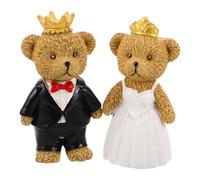 Gatuida Lot de 2 figurines d'ours pour gâteau de mariage : statue de mariés et mariées, figurine de couple en résine, sculpture animale miniature pour décoration de fête prénuptiale.