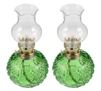 Gatuida Lot de 2 Lampes à Huile en Verre Transparent Style Rétro Lanterne à Pétrole Vintage Verte Décoration Intérieure pour Ambiance Chaleureuse et Éclairage D’Appoint