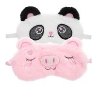 Gatuida Lot de 2 Masques de Sommeil Animaux en Peluche Douce, Cache-œil Opaque pour Garçon et Filles et Adultes, Motifs Cochon Rose et Panda Cœur, Léger et Confortable pour Sieste