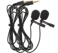 Gatuida Lot de 2 Microphones Cravate Miniatures Câble 15 M Prise Jack 35 MM Micro Professionnel pour Téléphone Ordinateur et Enregistrement Vidéo des Interférences Couleur Noire