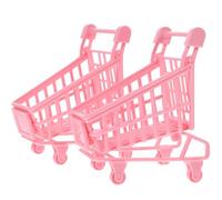 Gatuida Lot de 2 Mini-Chariots de Courses en Plastique Rose Panier de Rangement pour Jouets Dimensions 12X8X115 CM Accessoires pour Bébé Jouets de Simulation et Chariots de