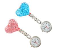 Gatuida Lot de 2 Montres Infirmière Suspendues de Cœur Résine Colorée Bleu et Rose Montre de Poche pour Femmes Surveillance Infirmière Pratique et Élégante