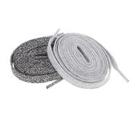 Gatuida Lot de 2 Paires de Lacets Plats en Polyester 120 CM Argenté et Noir Argenté Lacets pour Chaussures de Sport Baskets et Chaussures de Randonnée Maintien Anti-Desserrage