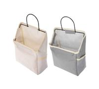 Gatuida Lot de 2 Paquet de Rangement Mural Suspendus en Coton et Lin, Poche Latérale, Couleur Blanc et Gris, Organisateur Multifonction pour Chambre, Dortoir et Espace Compact, Rangement