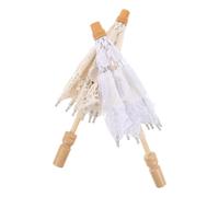 Gatuida Lot de 2 Parasols en Dentelle Miniatures 29 CM Blanc et Beige Accessoires Décoratifs Vintage pour Mariage et Tea Party Ombrelles Légères Brodées pour Séances Photo et Décoration