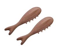 Gatuida Lot de 2 Peignes de Massage pour Cuir Chevelu en Bois de Santal Peigne Ovale Forme Baleine à 22 Dents Brosse Démêlante Naturelle pour Soin Capillaire Quotidien et Stimulation du