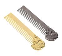 Gatuida Lot de 2 Peignes pour Hommes en Alliage de Zinc à Motif Tête de Mort Peigne Double Face à Dents Fines Compact Poche Outil de Coiffage Précis pour Barbe et Moustache Voyage et