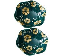 Gatuida Lot de 2 Petits Bols à Sauce en Céramique Verte, Décor Cerisier, Plats Japonerie pour Sauce Soja et Huile D'olive, Coupelles à Trempette Polyvalentes pour Condiments et Apéritifs,