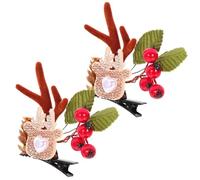 Gatuida Lot de 2 Pinces à Cheveux en Métal et Tissu Forme Bois de Cerf pour Noël, Accessoire Coiffure Fille Résistant et Mignon pour Fête et Vie Quotidienne
