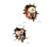 Gatuida Lot de 2 Stickers Muraux 3D Décoratifs Animaux Autocollants Amovibles 15X15 CM pour Salon et Chambre Stickers Adhésifs Repositionnables Décor Trous de Souris