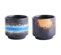 Gatuida Lot de 2 Tasses à Thé en Céramique Style Rétro Capacité Moyenne Couleurs Aléatoires Bleu Étoilé et Jaune Jade Légères et Adaptées pour Maison et Restaurant Couleur Aléatoire