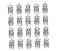 Gatuida Lot De 20 Pendentifs Insectes Vintage En Alliage D'argenté Vieilli Pour Bijoux Diy, Breloques Cigales Métal, Création Bracelets Et Colliers Artisanal, Accessoires Loisirs Créatifs
