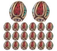 Gatuida Lot de 20 Perles intercalaires tibétaines en Turquoise Naturelle, Style Népal Fait Main pour Bracelets et Colliers DIY, Perles Originales Multifonctions pour création de Bijoux et décoration