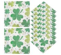 Gatuida Lot de 20 Serviettes en Papier Imprimées Trèfle Saint-patrick, 33 X 33 Cm, Papier Épais Doux et Absorbant, Serviettes Décoratives pour Fêtes, Cocktails et Repas à Thème Irlandais