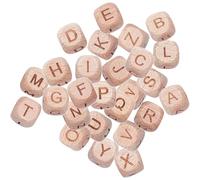 Gatuida Lot de 26 Perles Alphabet en Bois Naturel 12Mm Carrées Perles Décoratives Multifonctions pour Bracelets DIY et Loisirs Créatifs Accessoires Créatifs à Enfiler pour Bijoux