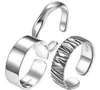 Gatuida Lot de 3 Bagues Esthétiques Homme Vintage Ouvert en Alliage, Anneaux Vikings pour Présents et Soirées, Taille Unique Réglable, Argenté Rétro Tendances Cosplay Fêtes