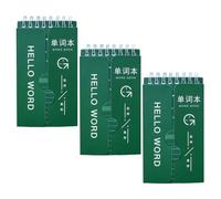 Gatuida Lot de 3 Carnets de Vocabulaire Anglais Verts Barrière Format Poche Papier pour Écriture Cahiers pour Étudiants et Fournitures Scolaires Pratiques pour École Bureau et