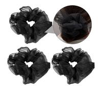 Gatuida Lot de 3 Élastiques à Cheveux en Organza Noir, Résistant et Délicat, Taille Standard, pour Filles et Femmes, Coiffure Quotidienne et Tenue de Queue de Cheval