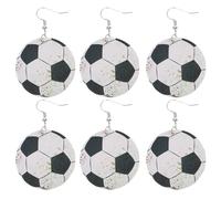 Gatuida Lot de 3 Paires de Boucles d'Oreilles Pendantes en Cuir PU Sport Vintage Style Ballon de Football Couleur Marron Vieilli Accessoires pour Femmes et Filles Présent Fête