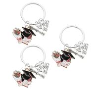 Gatuida Lot de 3 porte-clés en forme de toque de diplômé : pendentif toque de remise de diplôme 2026, idéal comme cadeau de fête, porte-clés en métal souvenir de la rentrée scolaire,