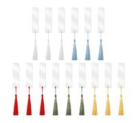 Gatuida Lot de 30 marque-pages vierges en acrylique : marque-pages vierges en acrylique, rectangulaires transparents, avec pompons, pour décoration de fête et -.