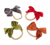 Gatuida Lot de 4 bandeaux en velours avec nœud pour nouveau-né, doux et extensibles, pour bébés et petites filles, mode délicate au quotidien et pour occasions spéciales.