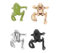 Gatuida Lot de 4 boucles d'oreilles à clip en forme de grenouille, non percées, pour cartilage, amusantes, bizarres, amusantes, animaux, bijoux pour femmes