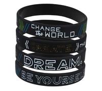 Gatuida Lot De 4 Bracelets De Motivation En Silicone Coloré, Élastique Et Léger, Pour Adolescents, Sport Et Fitness, Messages Inspirants Rêve, Sois Toi-même, Crée, Change Le Monde