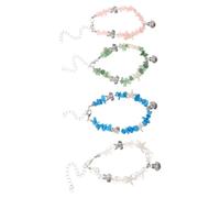 Gatuida Lot de 4 Bracelets Extensibles en Perles de Pierre Irrégulière avec Breloques Coquillage Tortue Marine et Étoile de Mer Couleurs Transparent Vert Bleu et Rose Bijoux de Plage